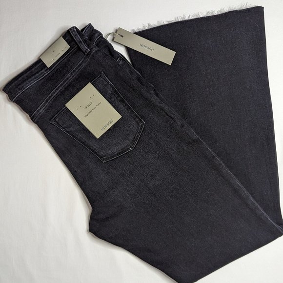 HUDSON JEANS Holly High Rise Flare Jeans in Mysterious Black Size 34 Petite New - Picture 13 of 14